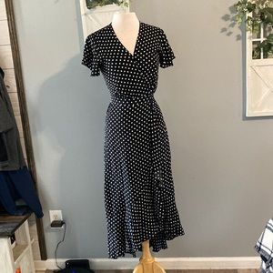 Polka dot wrap dress unbranded Retro Medium Black and White 1950’s Lucy Vintage